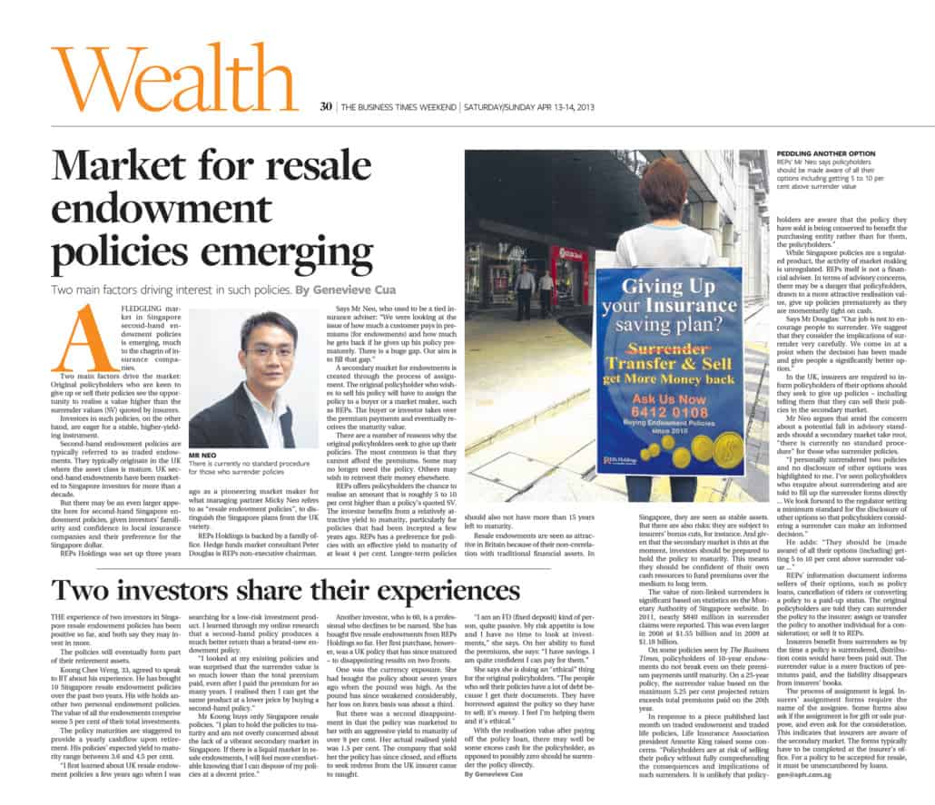 Market for resale endowment policies emerging article