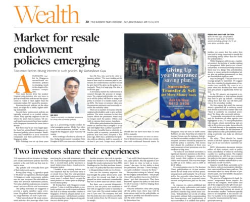 Market for Resale Endowment Policies Emerging 2 REPs Holdings Pte Ltd Market for resale endowment policies emerging article REPs Holdings exclusive