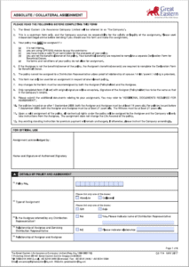 Great Eastern GE Assignment Form for Endowment Policy