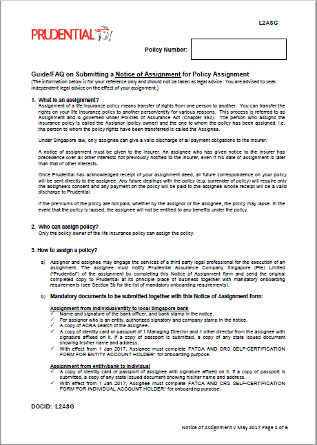 Prudential Absolute Assignment Form